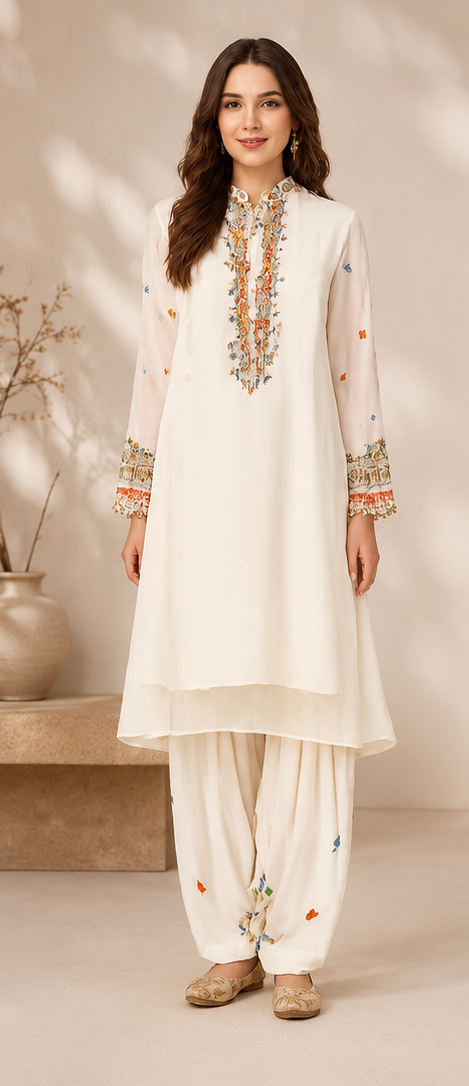 Crinkle Chiffon Frock | Off White