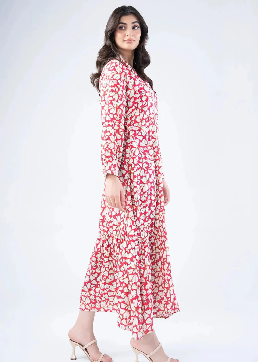 Pink Printed Long Dress