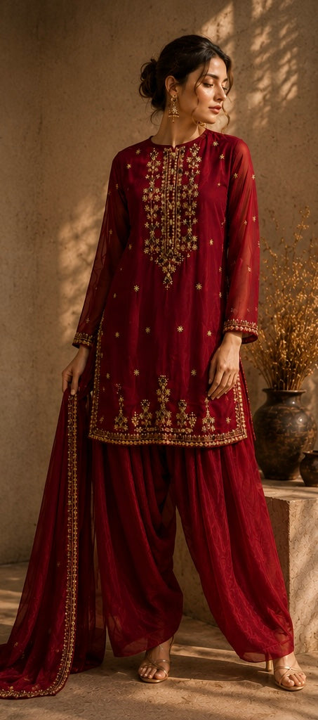 Royale Embroidered Chiffon 2-Piece Set