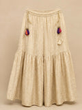 RangJa Ivory Jacquard Sharara with Tassel Detail