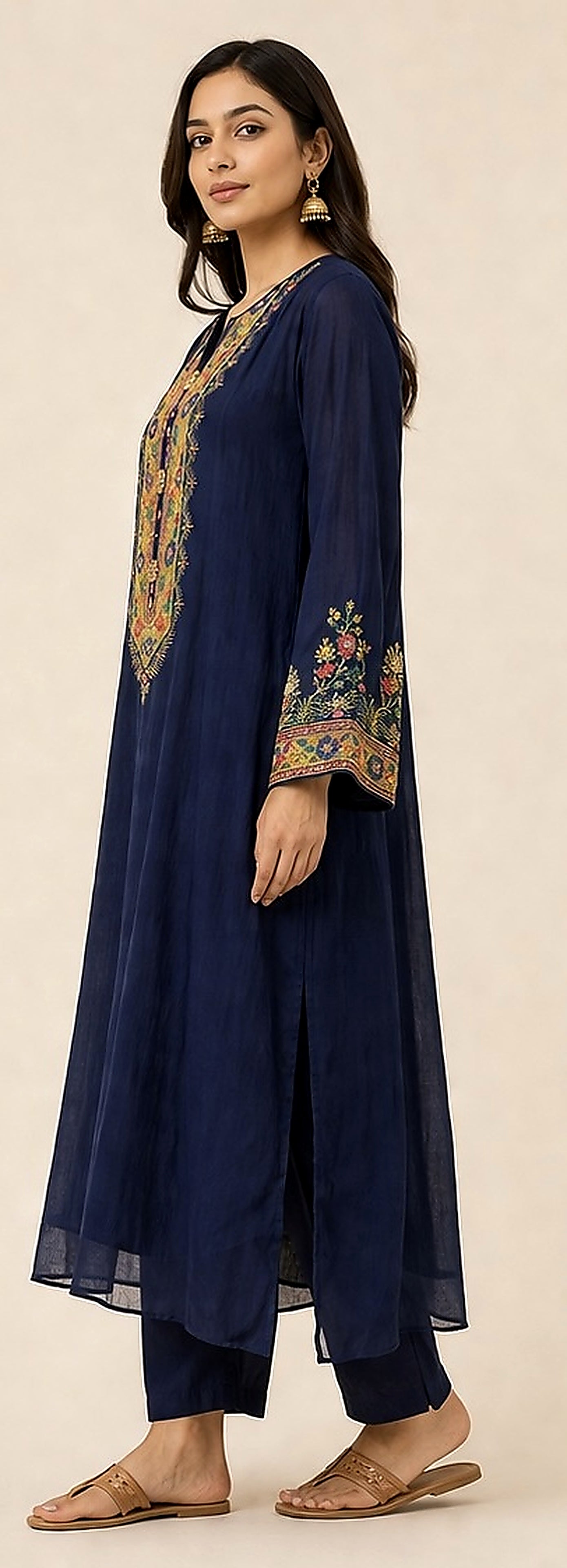 RangJa Fashion Embroidered Shirt & Trouser Set - Design 01