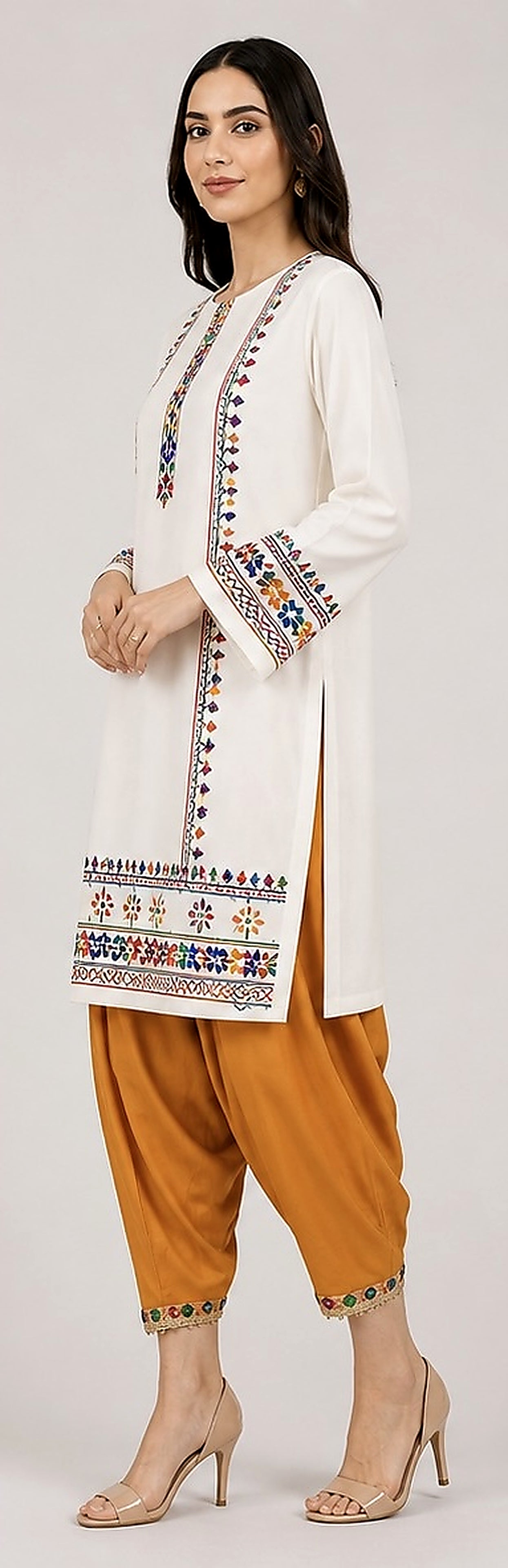 RangJa Fashion Embroidered Shirt & Trouser Set - Design 02