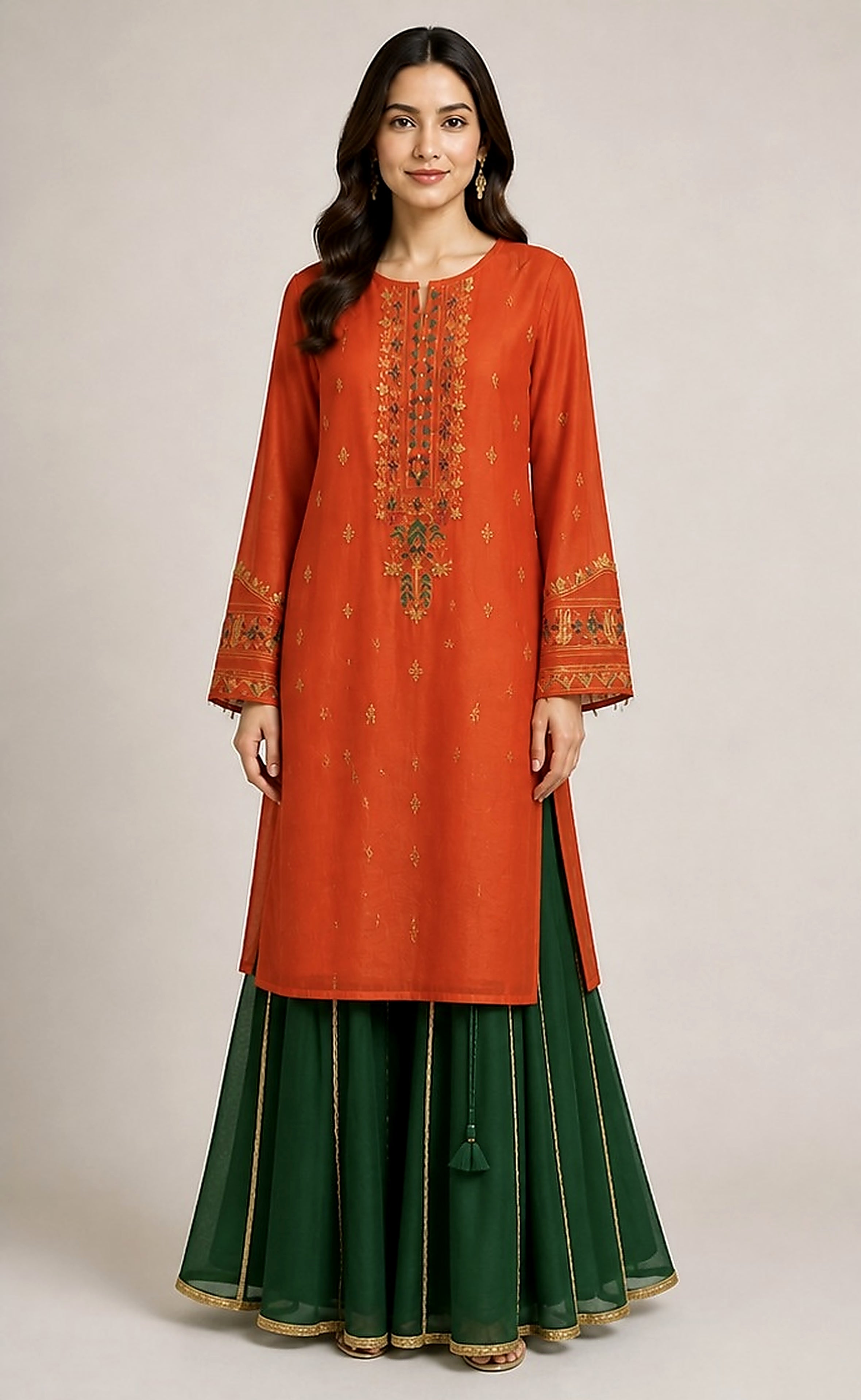 RangJa Fashion Embroidered Lawn Shirt - Design 03