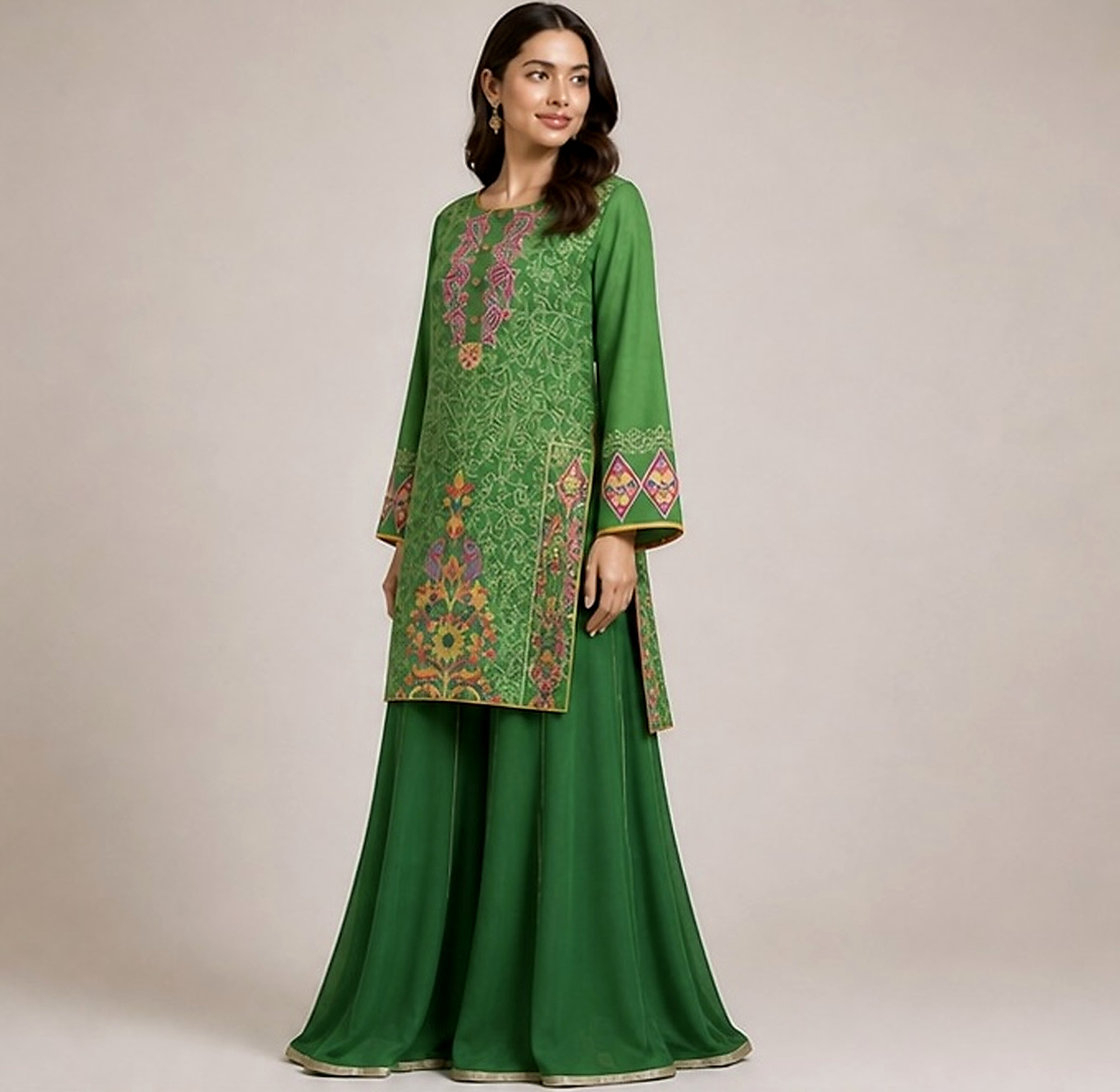 RangJa Embroidered Lawn Shirt with Shalwar