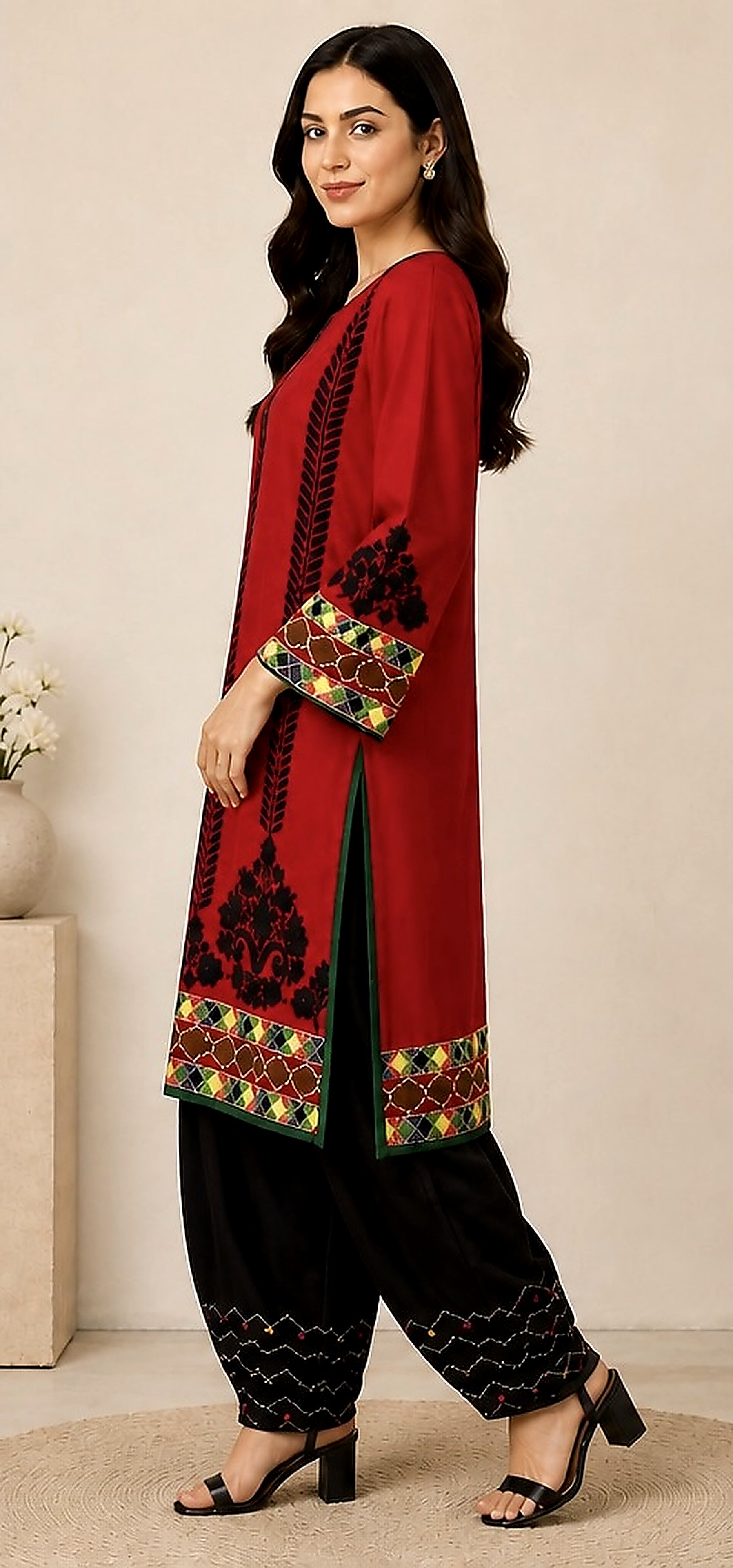 RangJa Luxury Embroidered Lawn Shirt - Design 03