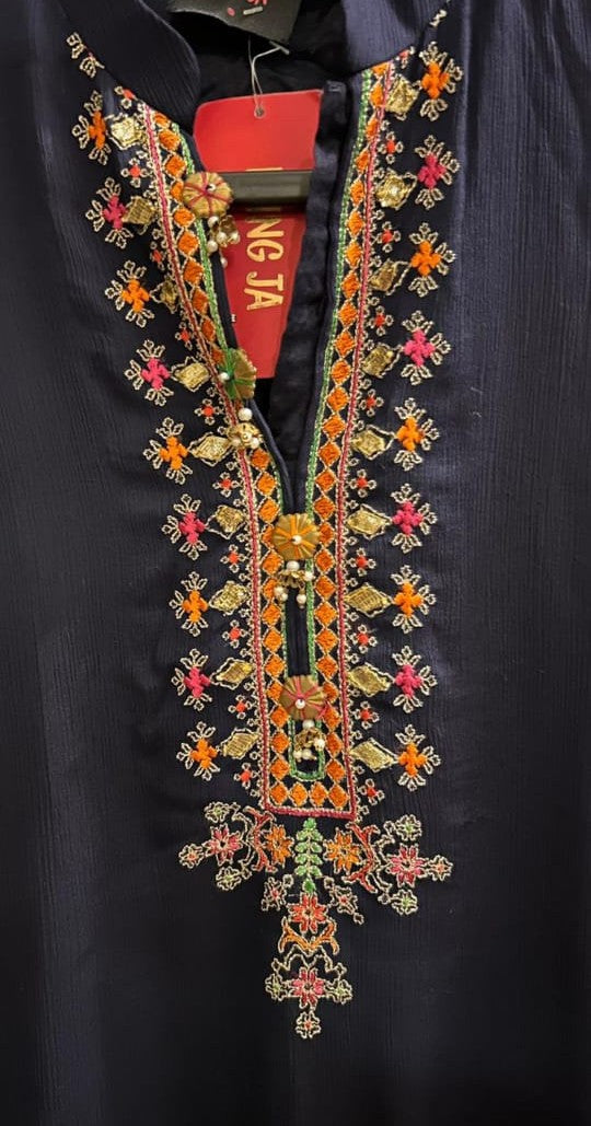 Crinkle Chiffon Shirt And Trouser -2PC