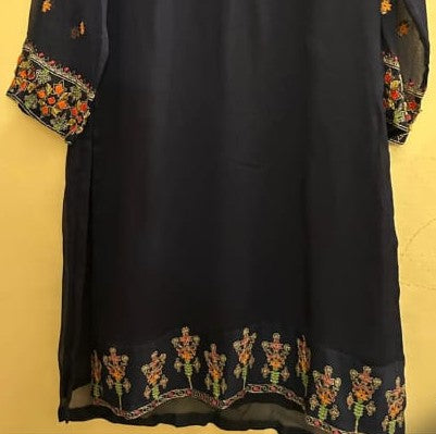Crinkle Chiffon Shirt And Trouser -2PC